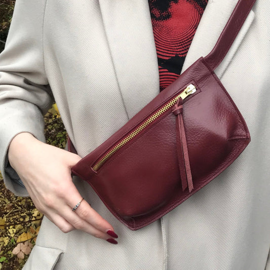 Bauchtasche bordeaux aus upcycling Leder
